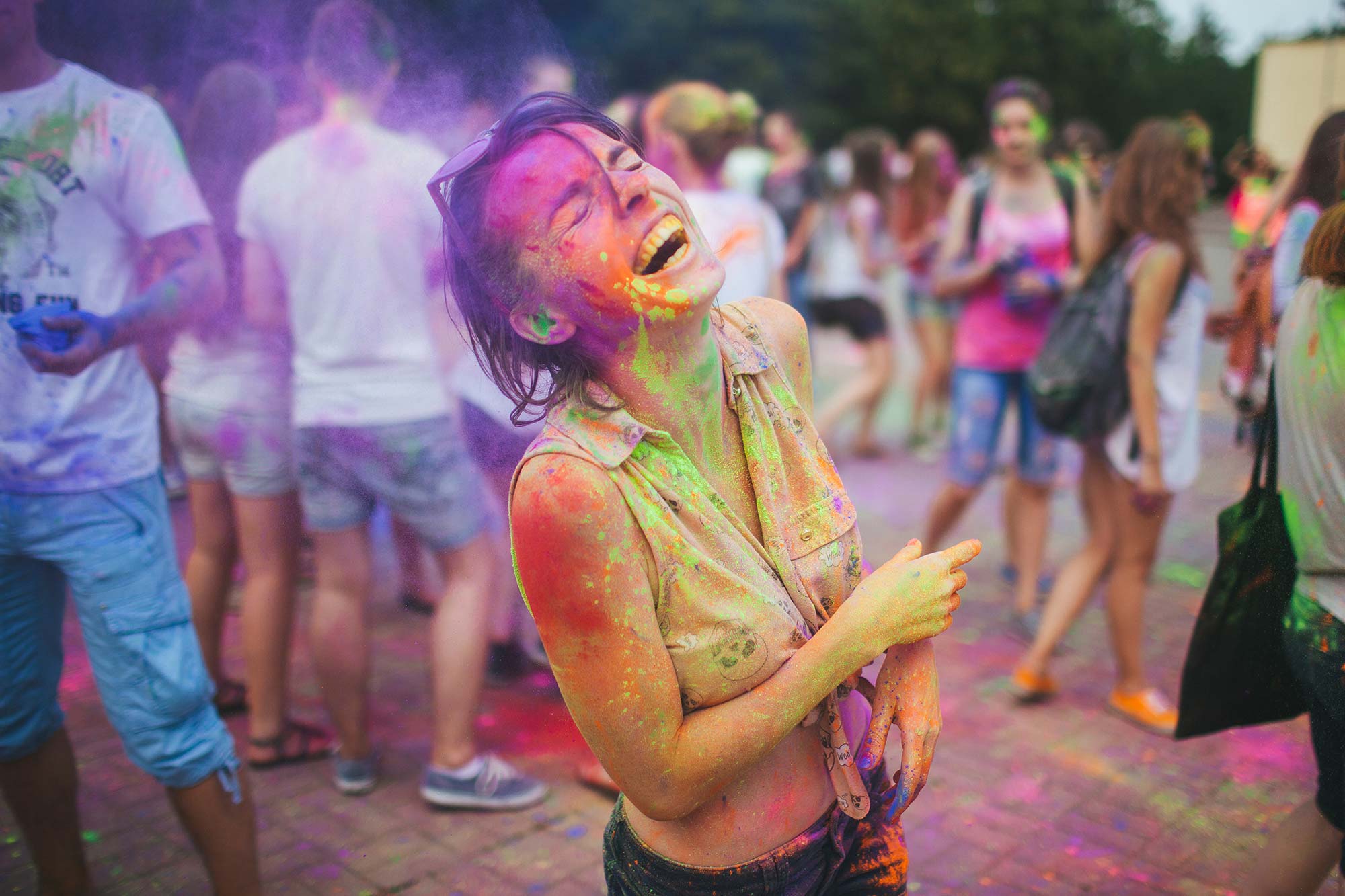 Revellers at a colour festival